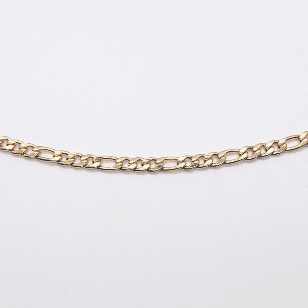 22" Gold Stainless Steel 4mm Figaro Mask Chain Necklace